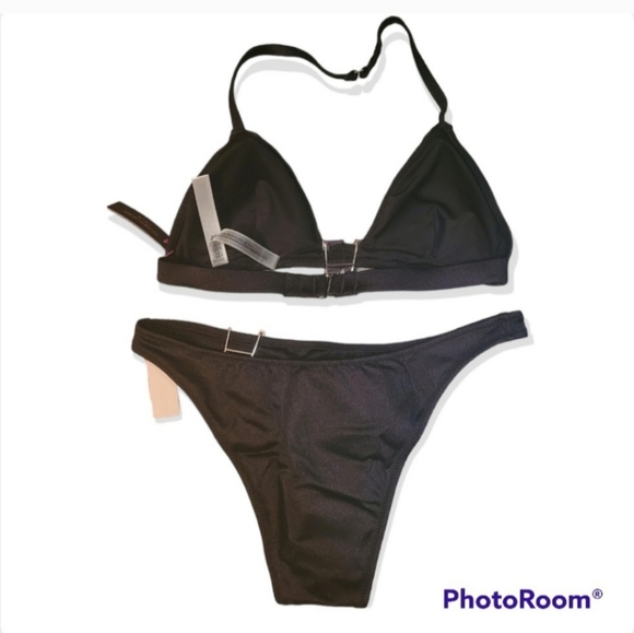 NWT Victoria's Secret Woman's Bikini 2 Piece Black Swimsuit Sz L - Picture 7 of 11